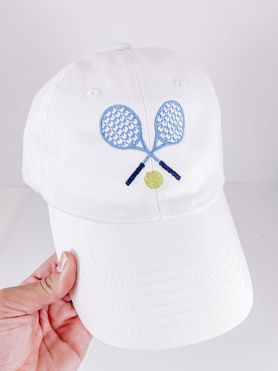 Tennis Hat - Children and Adult Sizes - White Hat with Pink or