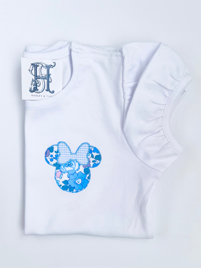 Mouse Appliqué on Girl's White Shirt