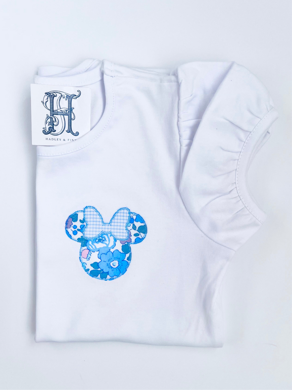 Mouse Appliqué on Girl's White Shirt