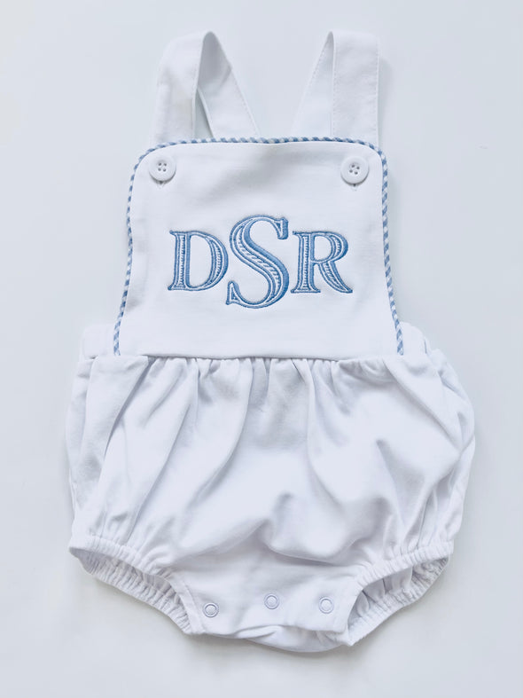 Monogrammed White Baby Boy Bubble