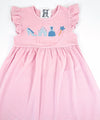 Princess Embroidery Design on Girl's Personalized Pink Dress