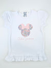 Girls Personalized White Shirt with Mouse Applique Design