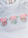 Personalized Unisex Light Blue Sweatshirt With Miss Mouse Trio Applique Design