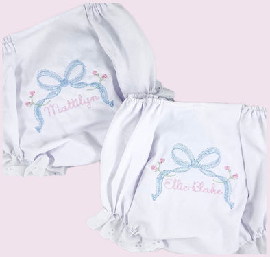 Personalized Bloomers with Floral Embroidery Design for Baby Girl