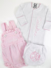 Gift for Baby Girl -  Personalized Pink Ruffled Sunsuit