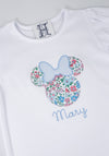 Girls Personalized White Short Sleeve Shirt or Dress with Mouse Ears Applique