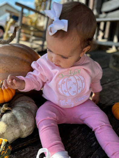 Pumpkin Sweatshirt - Personalized Pink for Girls