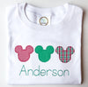 Personalized Christmas Mister Mouse Appliqué Design on Boy’s Crewneck White Tee Shirt