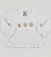 Turkey Trio Applique Shirt with Name on Girl's White Shirt