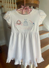 Personalized Girl's White Dress or Shirt with Miss Princess Applique Design