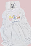 Popcorn - Ferris Wheel - Candied Apple - Personalized Girl's Personalized White Ruffled Bubble - One Piece Outfit