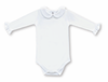 Boy or Girl White Blank Long Sleeve with Collar One-Piece Bodysuit