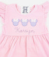 Personalized Miss Mouse Applique Design on Girl's Pink Dress