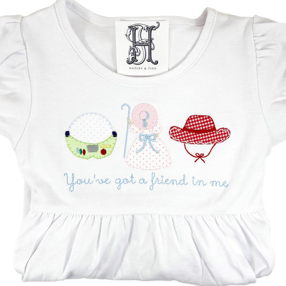Sample Sale - Cowgirl and Friends Trio Applique on Girl's White 12M Short Sleeve Shirt