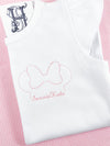 Girl's White Personalized Shirt with Mouse Embroidery Design