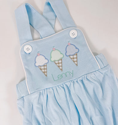 Ice Cream Cones on Baby Boy Personalized Blue Bubble