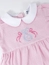Monogram Initial on Girls Pink Stripe Bubble with Collar