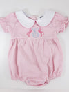 Monogram Initial on Girls Pink Stripe Bubble with Collar