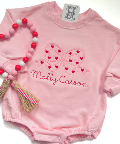 Valentine Personalized Pink and Red Sweatshirt Bubble - Sizes 6M-3T