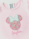 Girls Personalized Pink Ruffled Shirt with Mouse Ears Applique