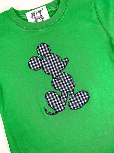 Boy Mouse Silhouette on Boy's Green Shirt Personalized with Name
