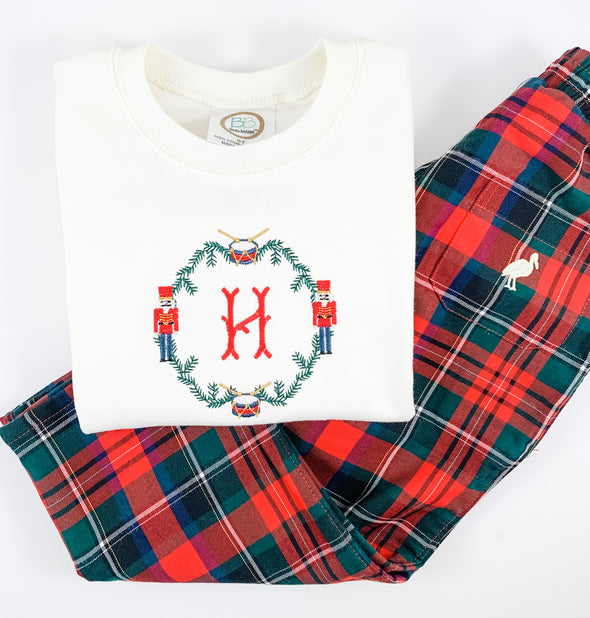 Monogrammed Initial - Christmas - Nutcrackers - Boy’s Ivory Shirt