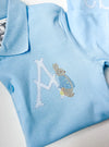Monogram Initial with Easter Bunny Embroidery on Boys Blue Polo Shirt