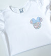 Mouse Appliqué on Girl's White Shirt