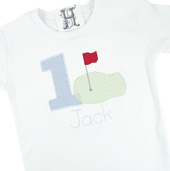 Golf Persoanlized Birthday Shirt - Boys White Tee Shirt - First Birthday - Choose Birthday Number - Personalized with Name