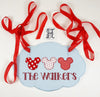 Stroller Tag - Personalized Baby and Toddler Stroller Tag - Red and Blue Fabric Applique Design