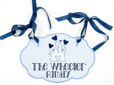 Stroller Tag - Personalized Baby and Toddler Stroller Tag - Blue and Navy Embroidery