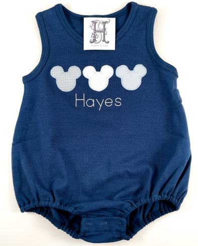 Boy Mouse Ears on Personalized Baby/Toddler Navy Bubble