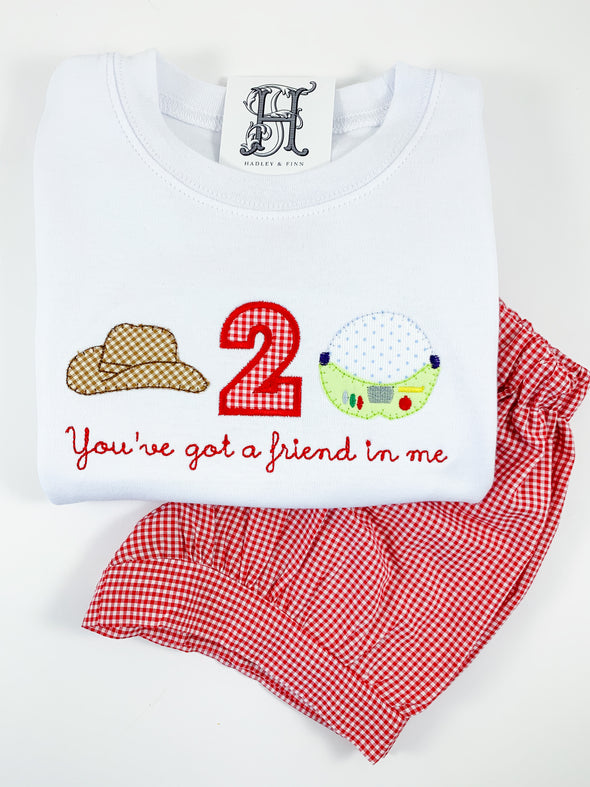 Cowboy and Friends Trio Applique on Boy's White Shirt - Boy's Birthday Party Shirt