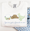 Cowgirl and Friends Trio Applique on Girl's White Dress or Shirt