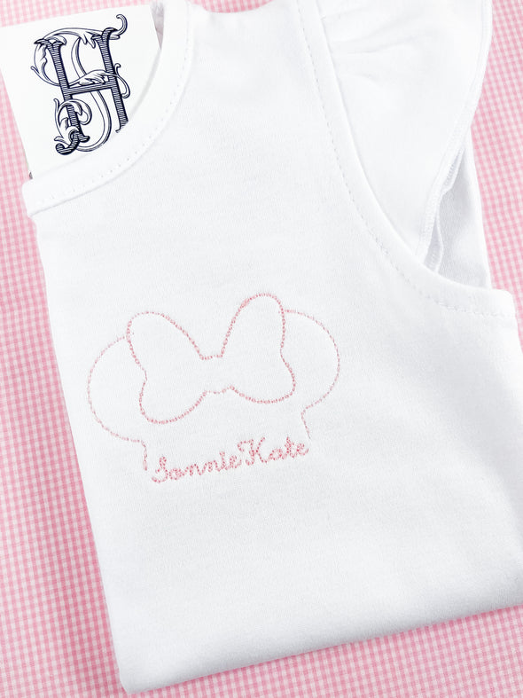 Girl Mouse Outline on Girls Personalized White Shirt