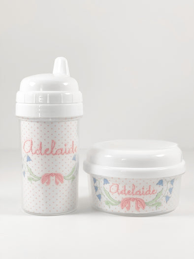 Sippy, Snack, and Tumbler Drink Containers - Personalized - Bluebells Embroidery Design