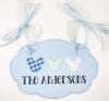Stroller Tag - Personalized Baby and Toddler Stroller Tag - Blue and Mint Fabric Applique Design