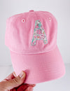 Monogrammed Fabric Initial Hat - Children and Adult Sizes