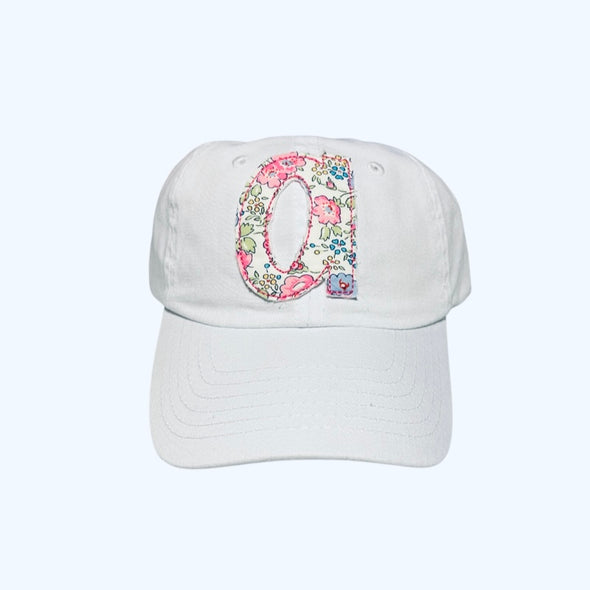 Monogrammed Hat - Children and Adults - Baseball Style Hat - One or Two Monogram Initials - Bitty Dot, Floral, or Gingham Fabric Choices