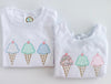 Ice Cream Cones Applique on Boy's Personalized White Shirt