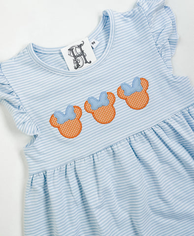 Miss Mouse on Girls Personalized Blue Stripe Dress