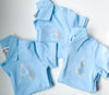 Monogram Initial with Easter Bunny Embroidery on Boys Blue Polo Shirt