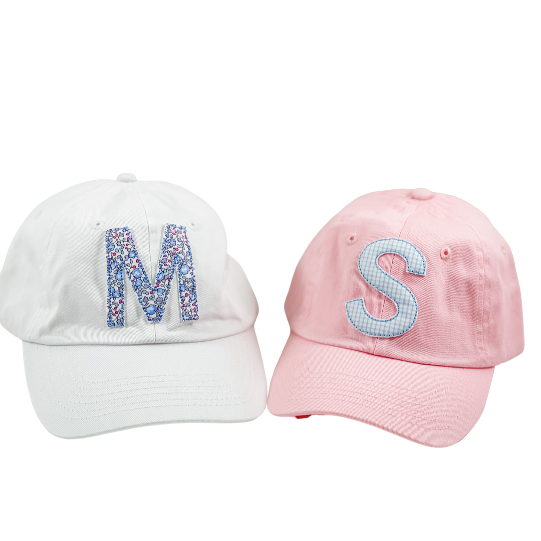 Monogrammed Fabric Initial Baseball Style Hat Hadley and Finn