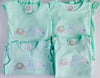 Girls Personalized Mint Ruffled Short Sleeve Dress with Princess Applique
