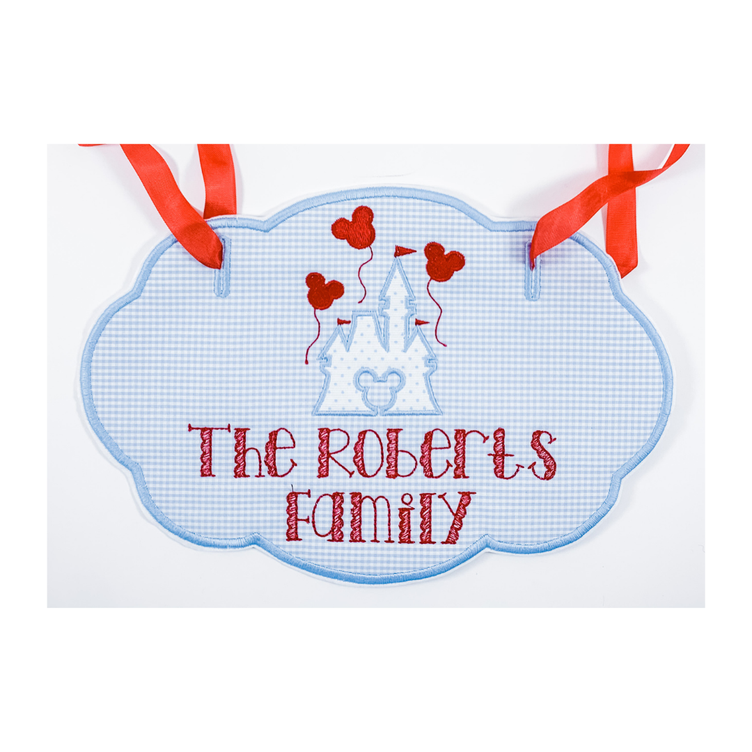 Stroller Tag Personalized Baby and Toddler Stroller Tag Blue and Red Embroidery