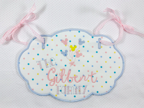 Stroller Tag - Personalized Baby and Toddler Stroller Tag - Pastel Polka Dot Fabric