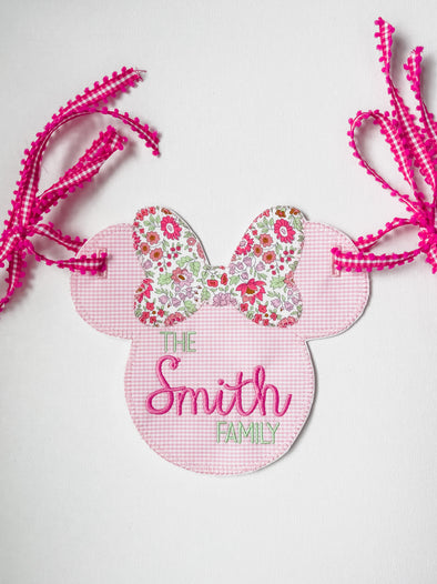 Stroller Tag - Girl Mouse Ears Baby/Toddler Personalized Stroller Tag