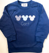 Boy’s Unisex Sweatshirt Personalized - Navy Blue with Mister Mouse Applique Design